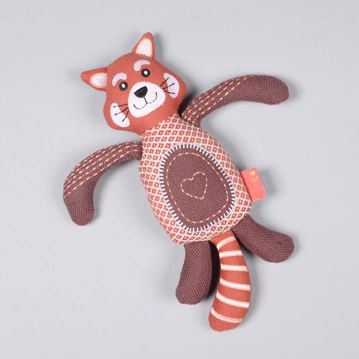 Broderet genbrugsstof plys ræv legetøj for engroshandel hos IndieRoots