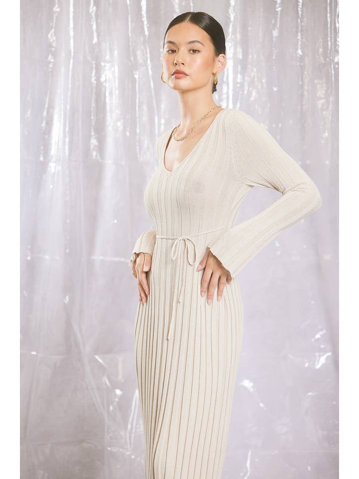 ILLA ILLA - Vente Robe – femme - Robe longue en tricot côtelé6