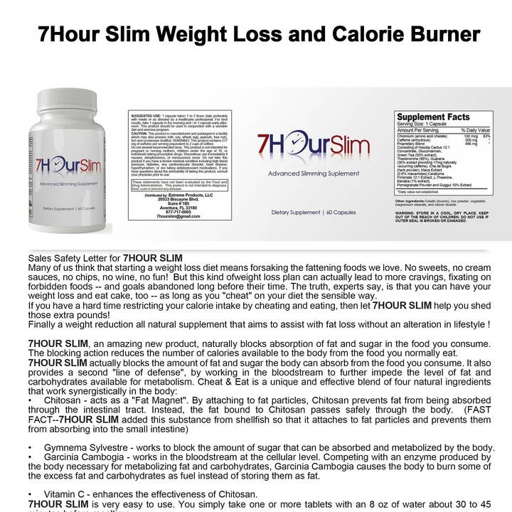 Totally Products - Wholesale Oral Supplement/Vitamin - 7Hour Slim Weight Loss and Calorie Burner (120 capsules)2
