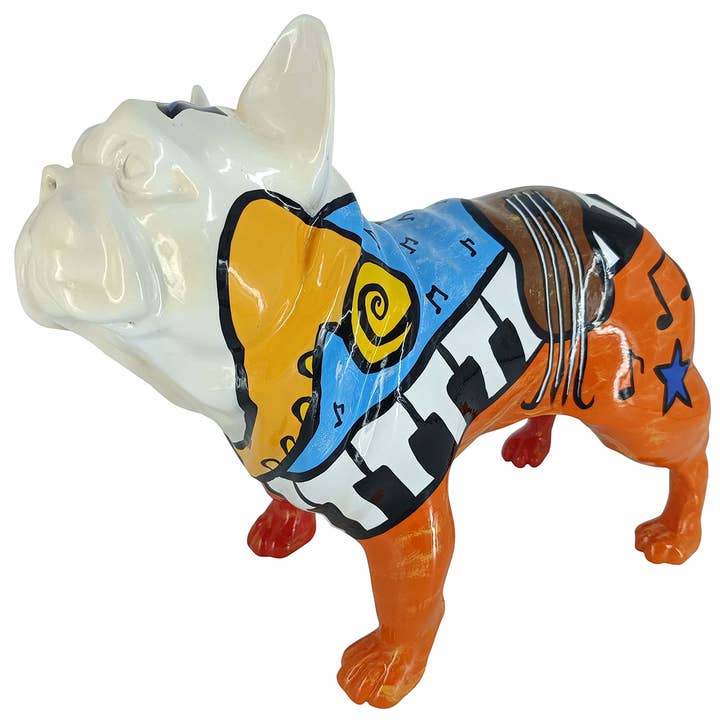FRENCH BULLDOG PICASSO PIANO - Handpainted Art Figurine for wholesale by JULIARTE