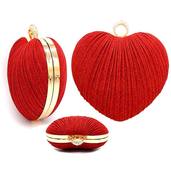 Glitter Mesh Cover Heart Clutch Bag for wholesale by Diacly