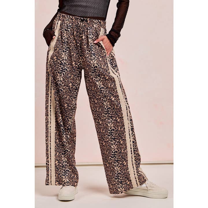 IVE - Wholesale Pants - Women's - Leopard Printed Track Pants Side Contrast Lace1