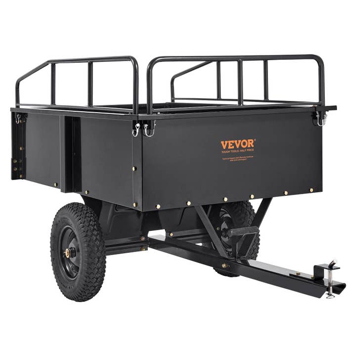 Hard Rock Health Stores - Wholesale Outdoor Ornament/Decor - Heavy Duty ATV Trailer Steel Dump Cart, 750-Pound 15 Cubic Feet, Garden Utility Trailer with Removable Sides for Riding Lawn Mower Tractor10