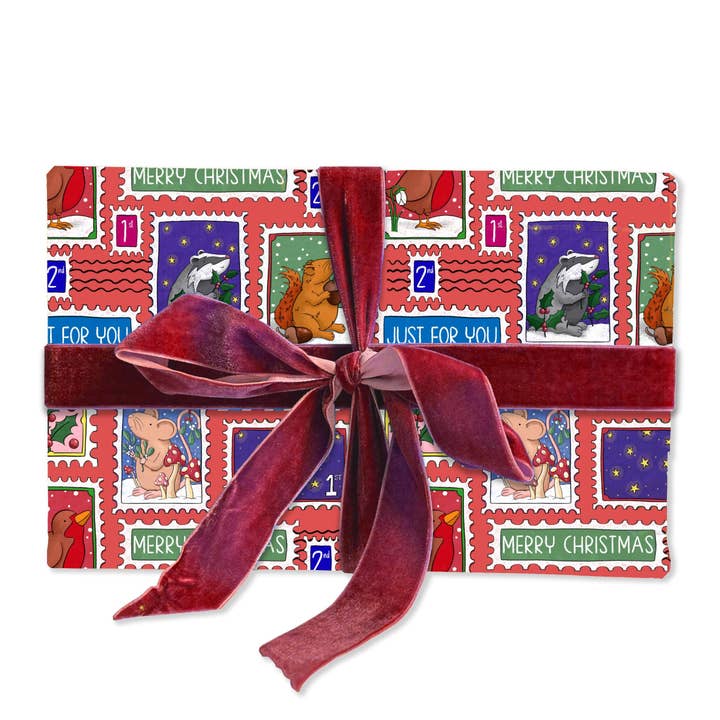 Woodland Stamp Christmas Wrapping Paper for wholesale by Neon Magpie