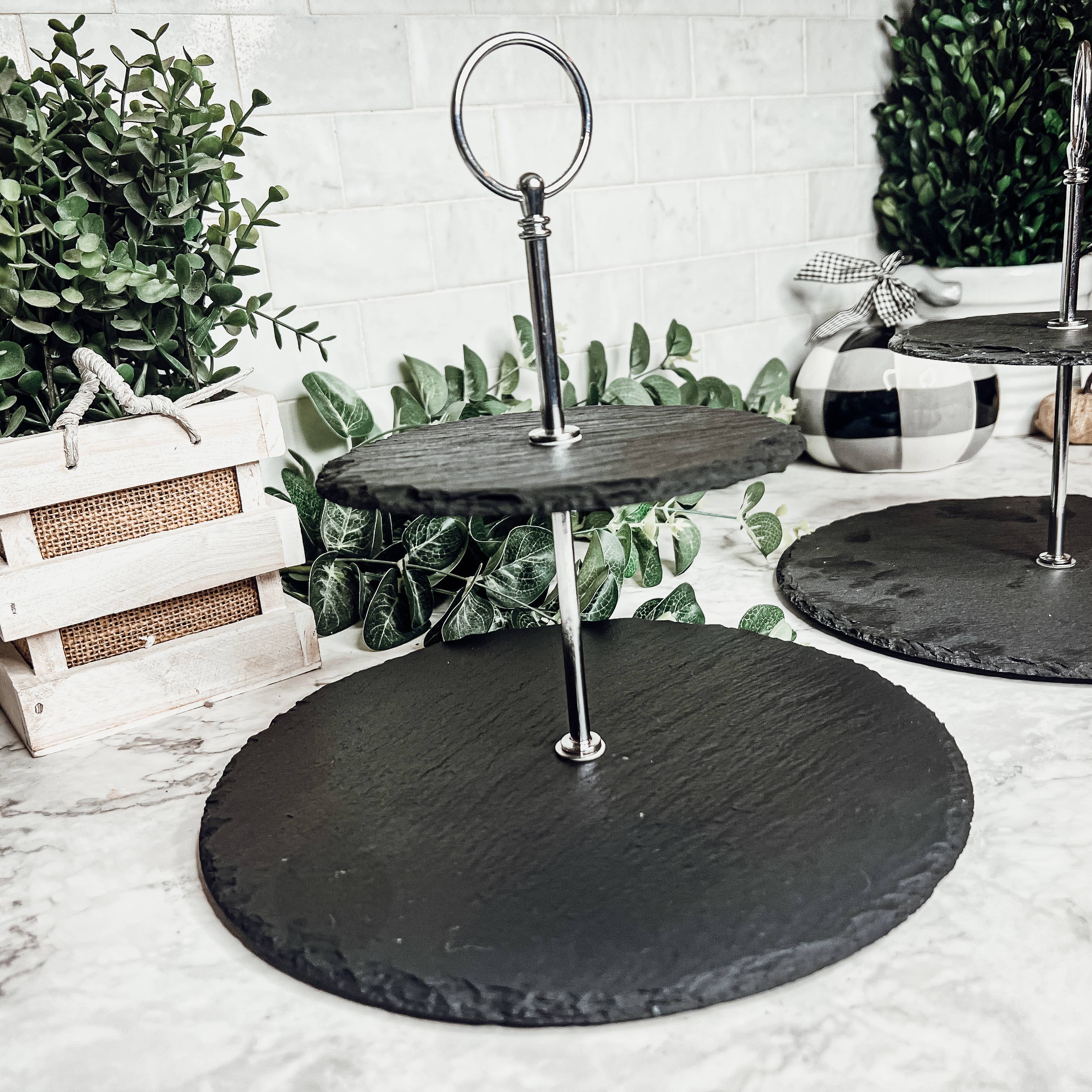 Gia Roma – wholesale Serving tray – Slate Tiered Trays with Handle, Natural Stoneware Handmade26