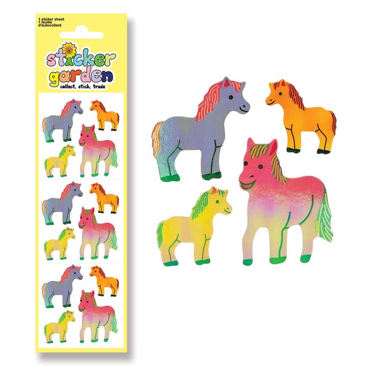 Jewel Colourful Ponies Children's Stickers for wholesale by Sticker Garden
