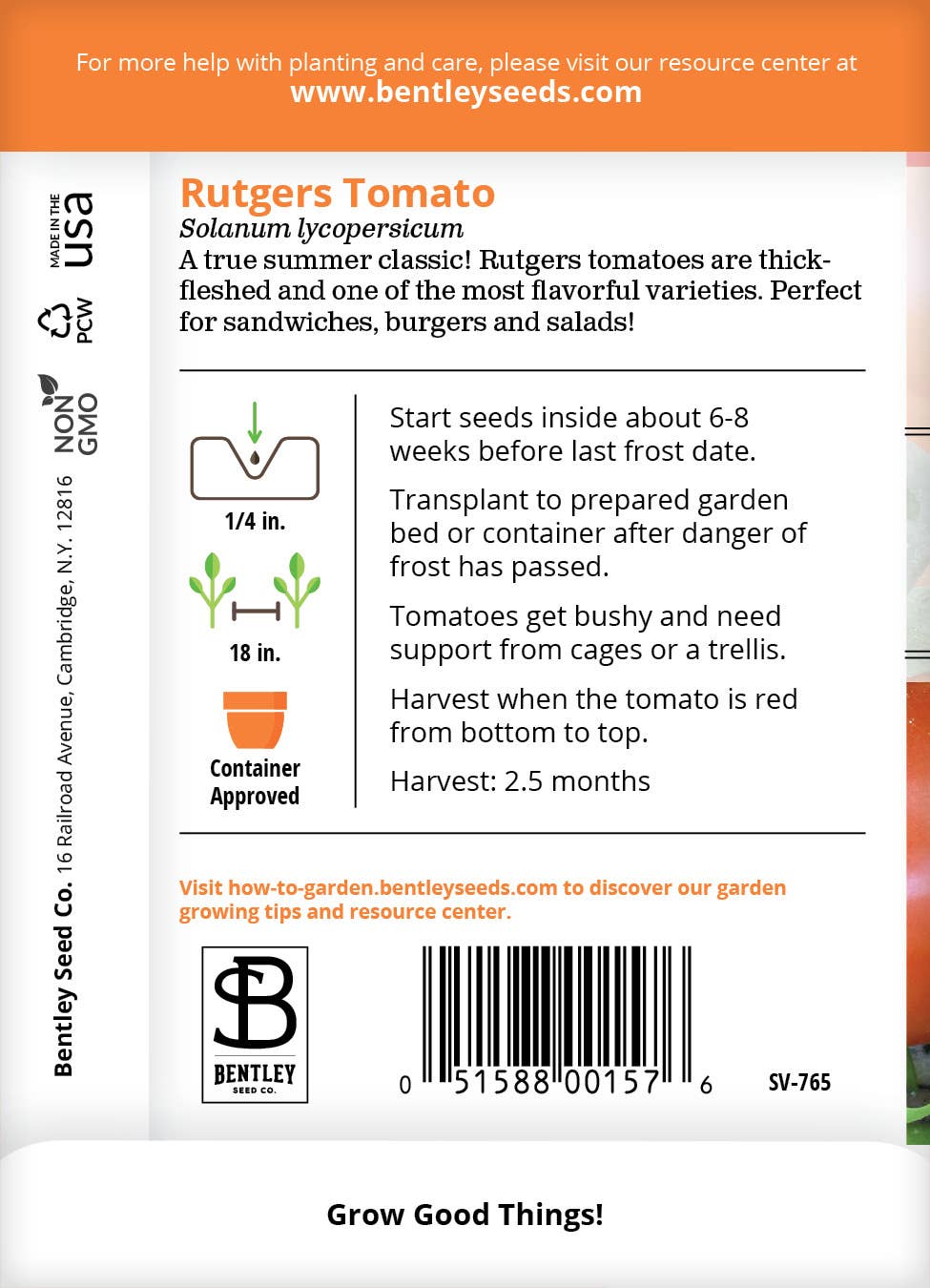 Bentley Seed Co. - Wholesale Plant Seeds - Tomato, Rutgers1