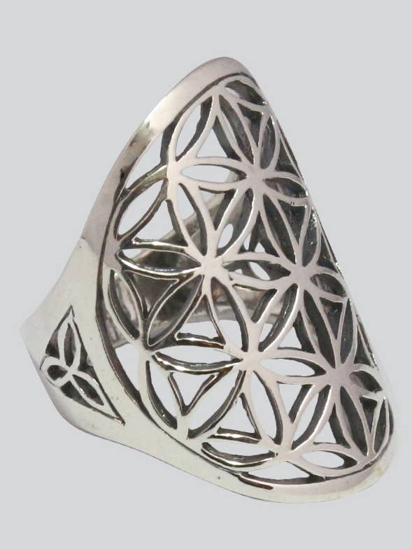 Flower of Life Sterling Silver Ring (SR-110) for wholesale by Kathmandu Imports