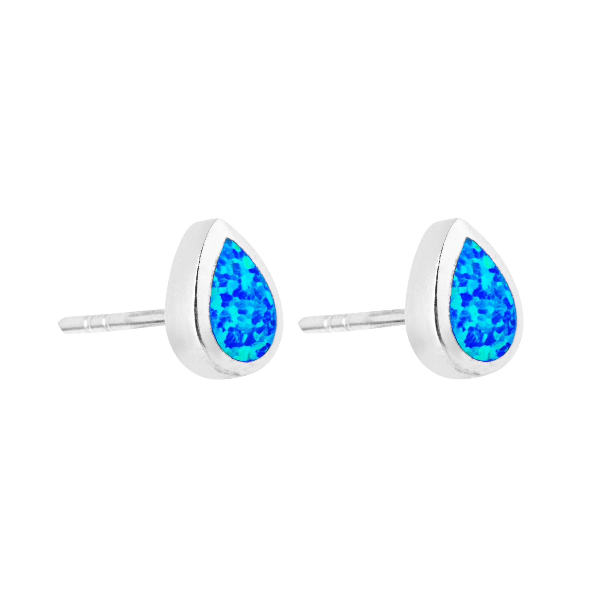 Silver Jewellery Cavern Wholesale – wholesale Stud/post earrings – Blue Opal Teardrop Studs  (USA-DDP)0