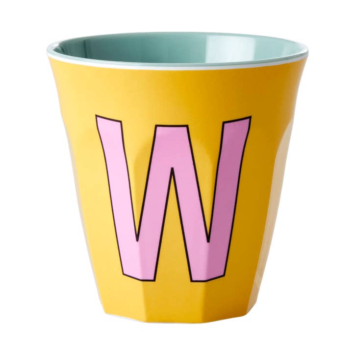 Cup Medium with Alphabet in Pinkish Colors Letter W for wholesale by RicebyRice