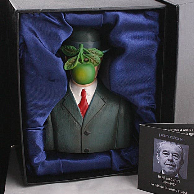 Museum Wholesale Inc - Wholesale Sculpture - Pocket Art Son of Man with Apple by Magritte Mini Statue