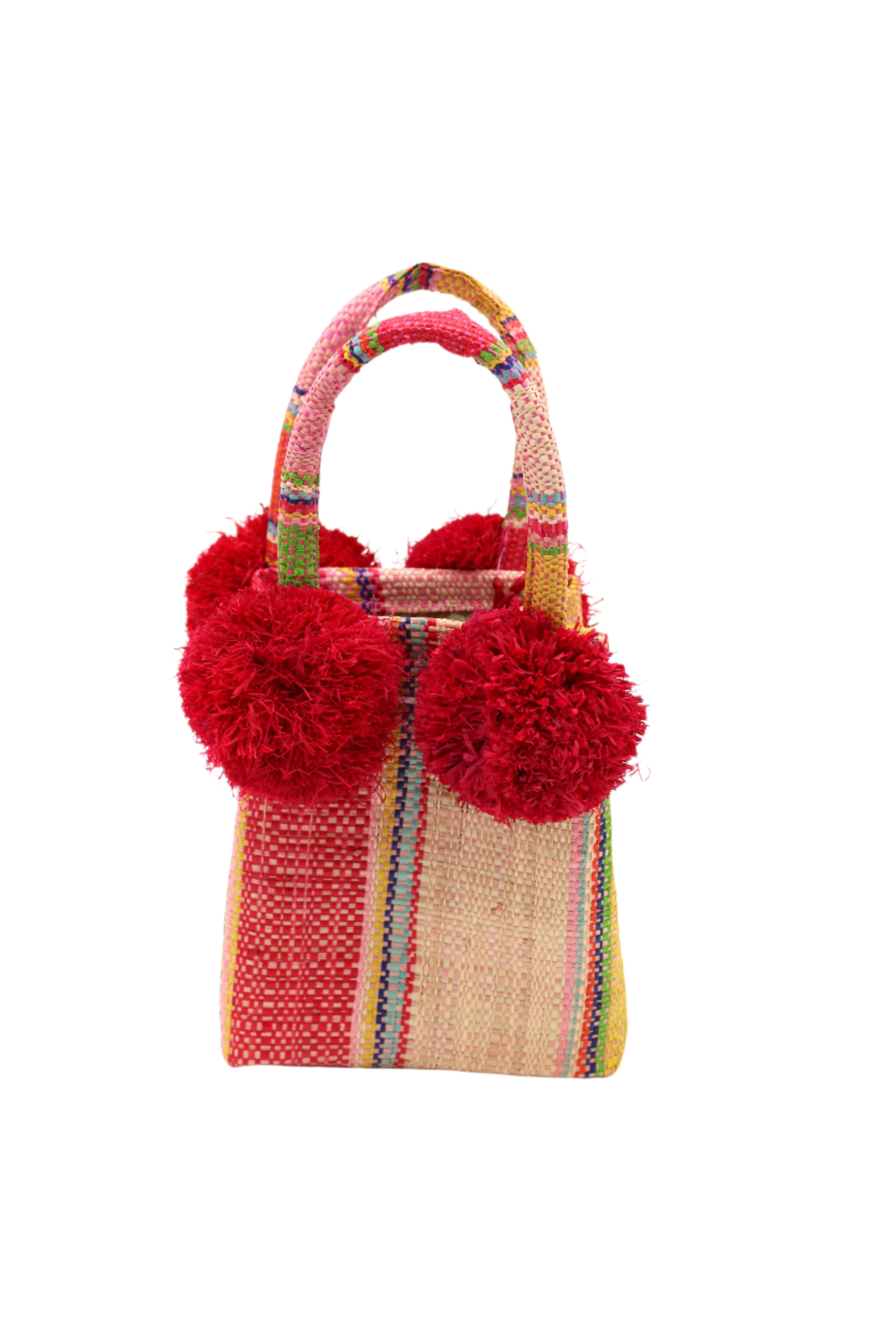 Shebobo - Wholesale Top Handle Bag - Women's - Schooner Straw Mini Bag with Pompom Accent13