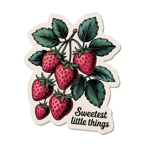 AUTOCOLLANT FRAISE LE PLUS SUCRÉ pour la vente par Stickerlishious
