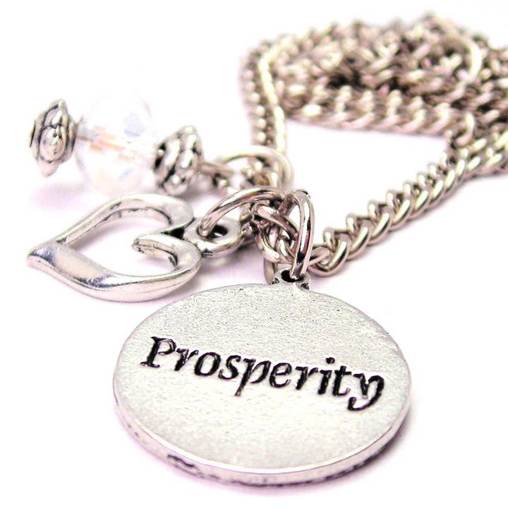 Prosperity Circle Heart And Crystal Necklace Expressions for wholesale by Chubby Chico Charms