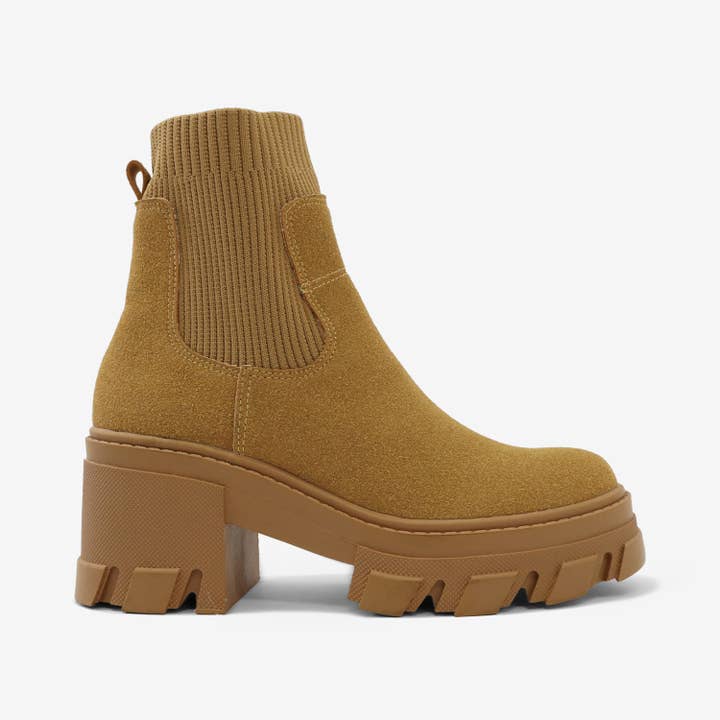 PARK AVE - Chunky Ankle Booties, Faux Suede for wholesale by Lemonade Shoes