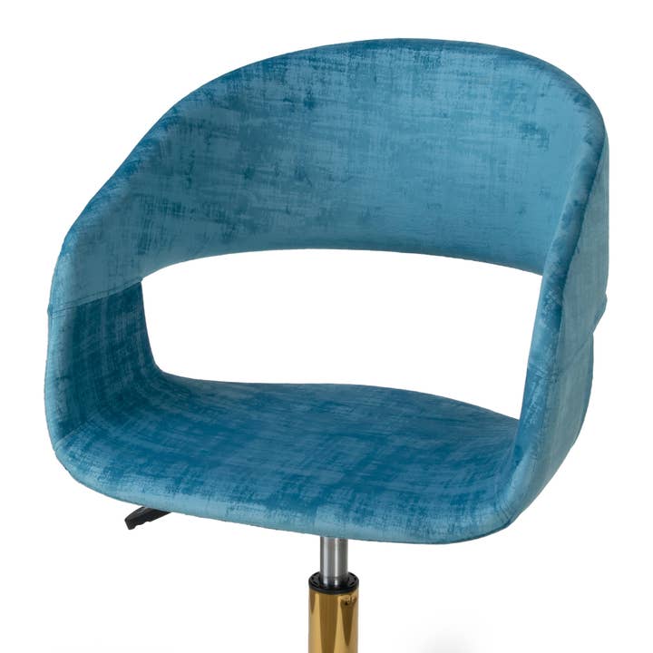 Glamour Home - Wholesale Chair - Amani Blue Velvet Office Chair with Golden Metal Base6