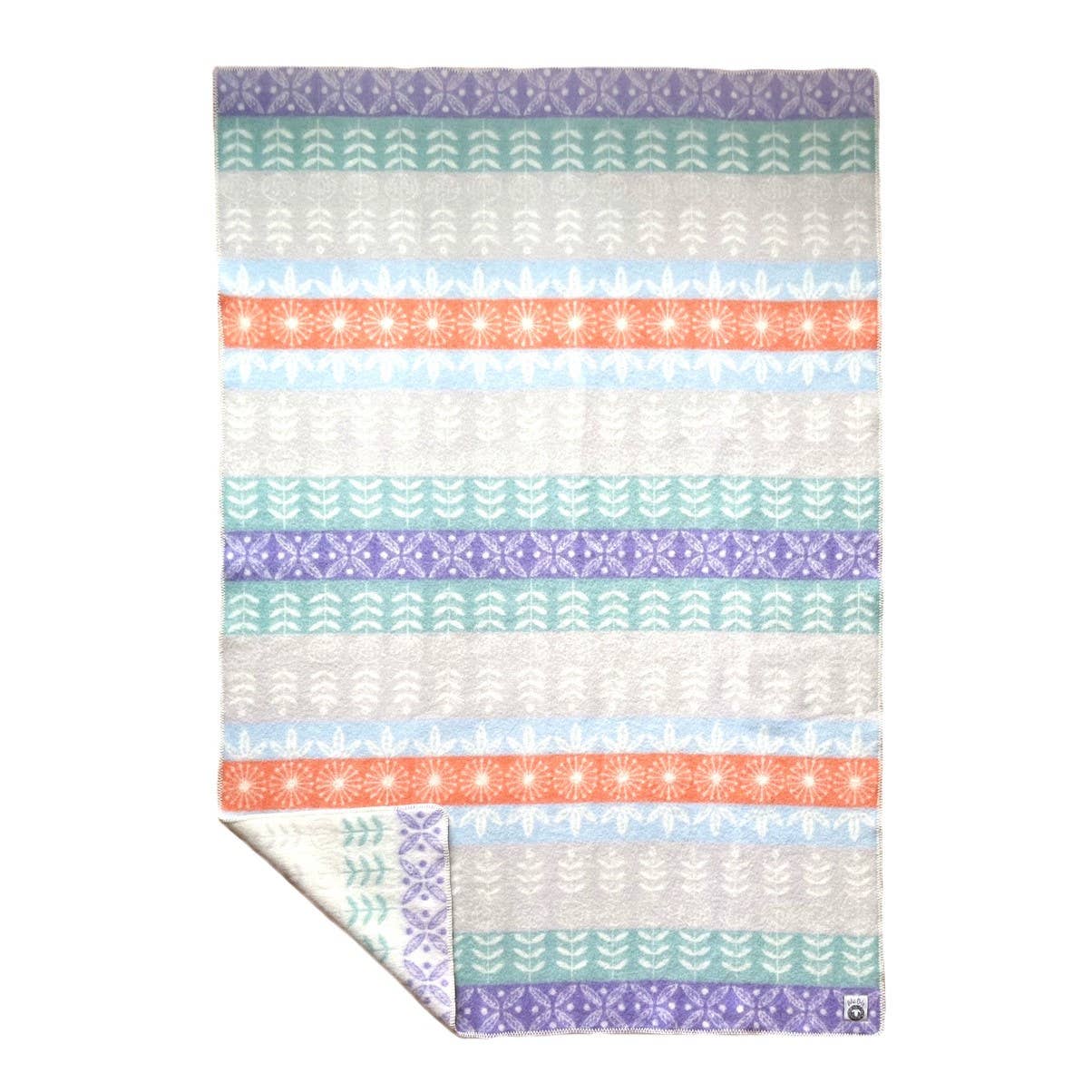 WoolOnly – Großhandel Überwurfdecke – Wendedecke Wolldecke Plaid Kuscheldecke norwegische Wolle 130x200 cm (Folklore floral Orange Flieder)3