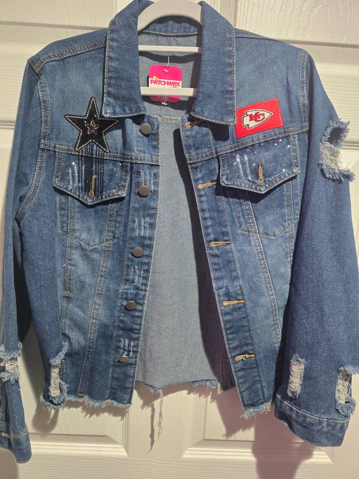 Glitter Chiefs Jacket for wholesale by Patchwrx Customs Hat Bar