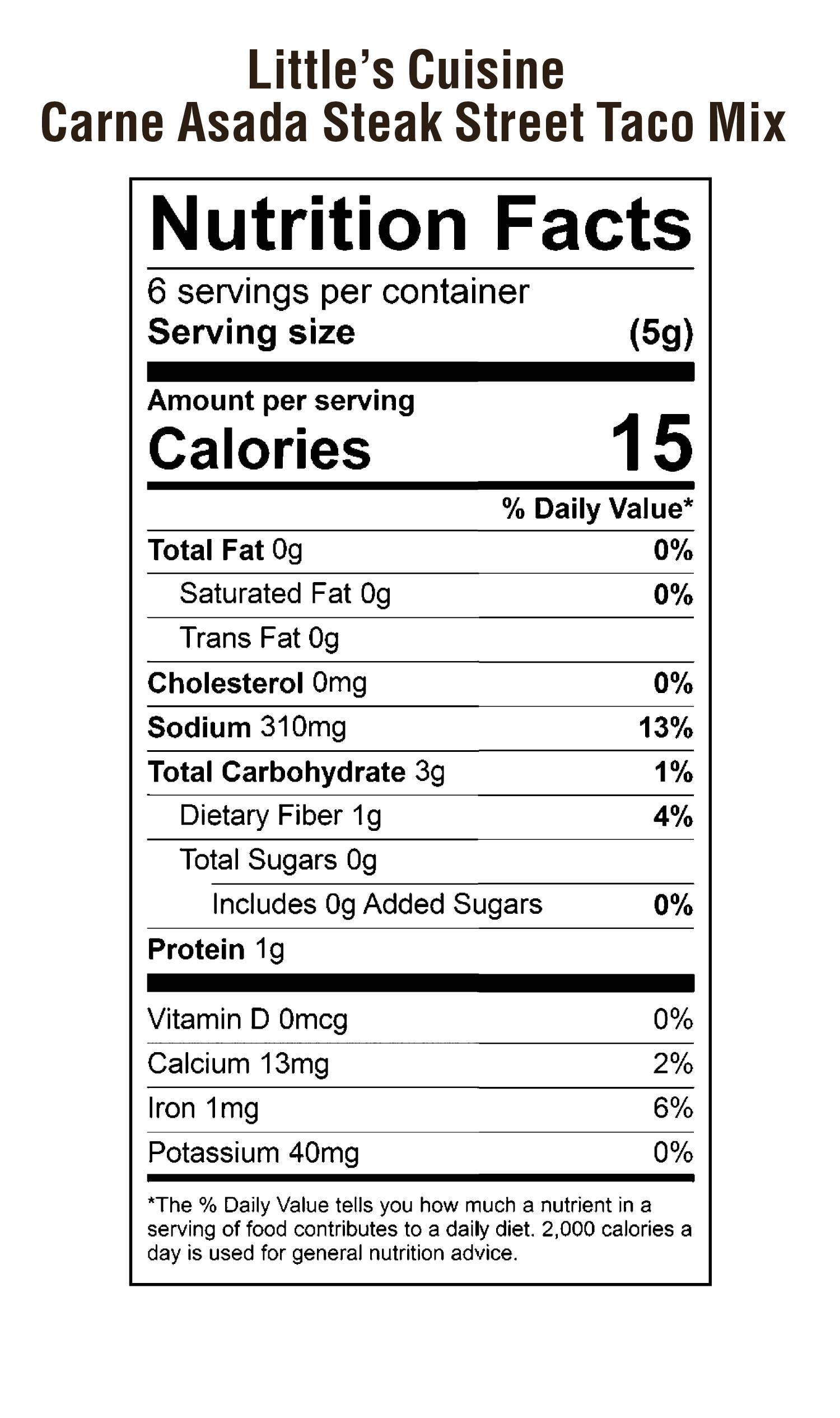 Little's Cuisine - Venta al por mayor Mezclas de especias - Little's Cuisine Street Taco Mix Carne Asada Filete 1 oz2