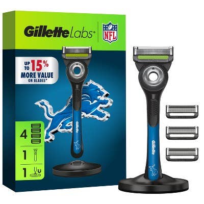 Gillette Labs Maquinilla de Afeitar Edición Especial NFL Lions para Hombre con 4 Recambios y Soporte Magnético - Nuevo para venta al por mayor de This is Beauty