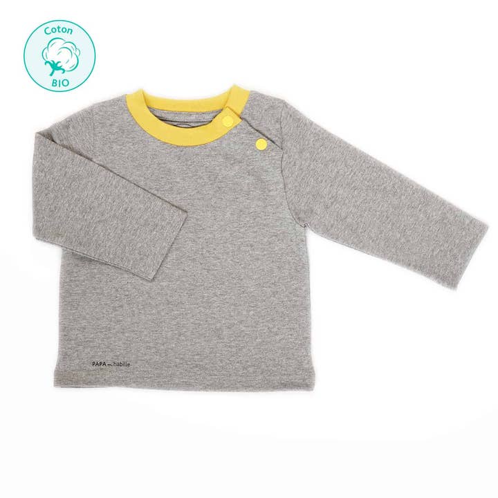 Organic tshirt “Koala” mustard yellow for wholesale by PAPA m'habille