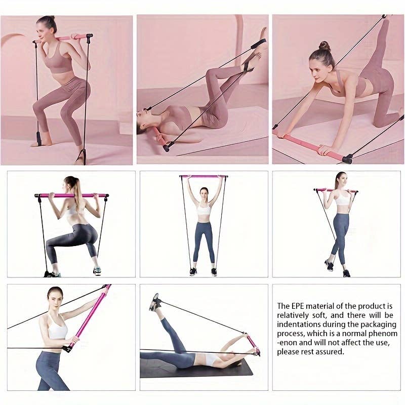 Shop Celino - Wholesale Fitness Equipment - 1pc Multifunctional Pilates Bar Kit with Resistance Bands5