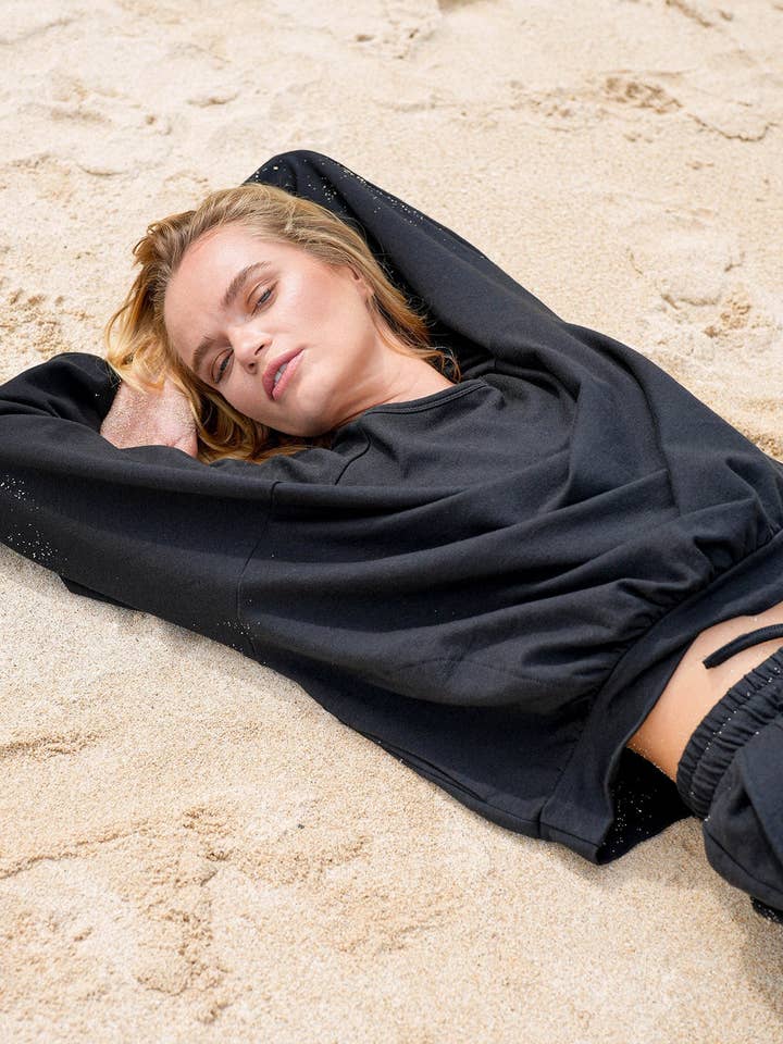 HALEY Bamboo Fleece Sweaters, in Black for wholesale by Ray's Organic's