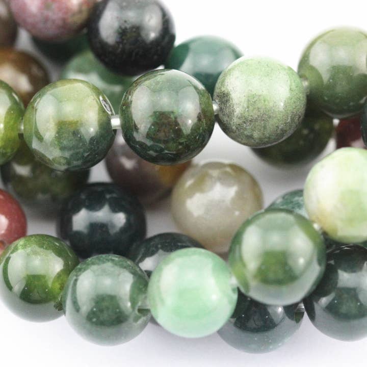 CRCBEADS - Wholesale Beads - 2.0mm Large Hole Indian Agate Smooth Round Beads 8mm 10mm 15.5" Strand2