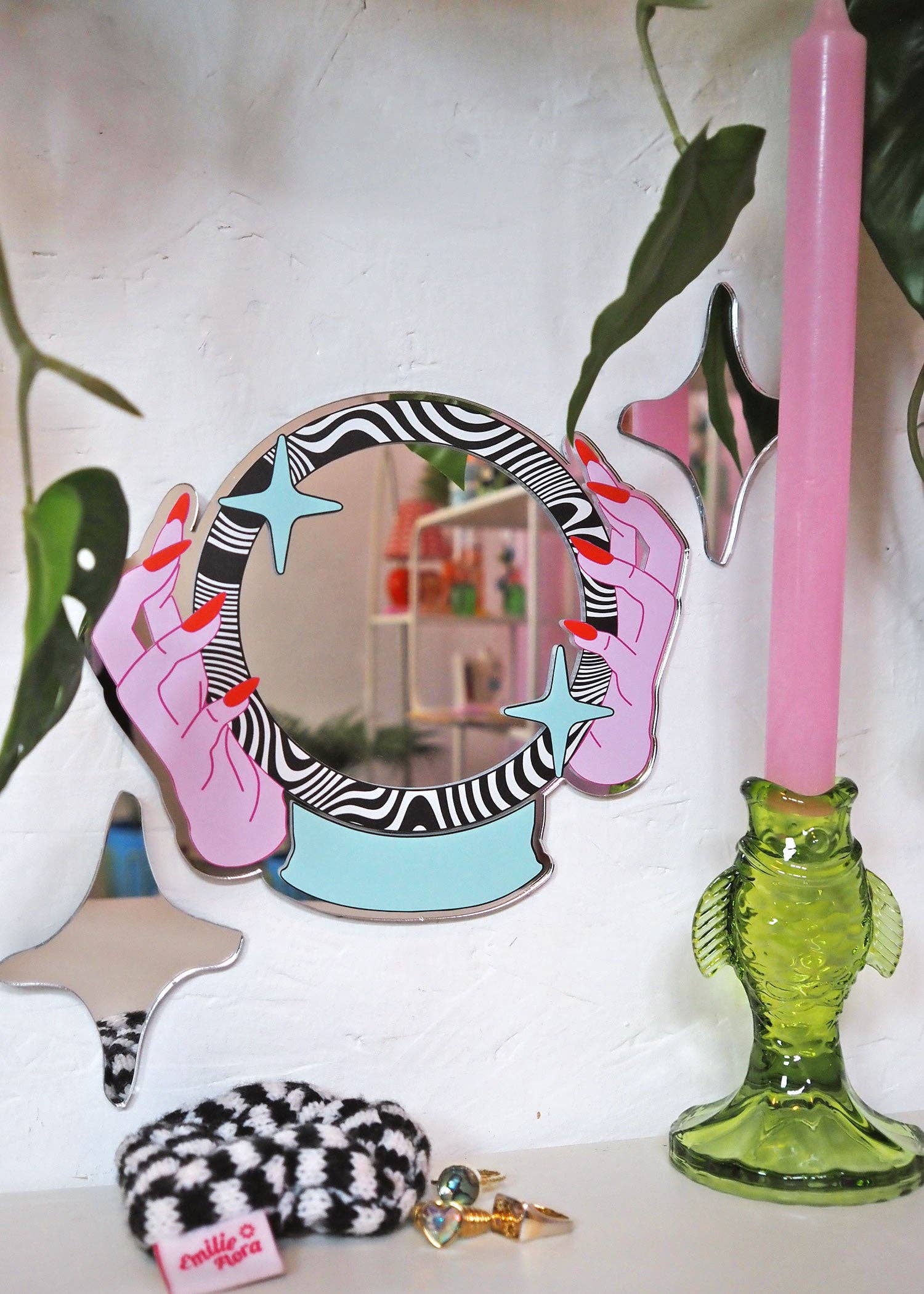 Printed Weird - Wholesale Wall Mirror - Magic Crystal Ball Mirror - Black & White2