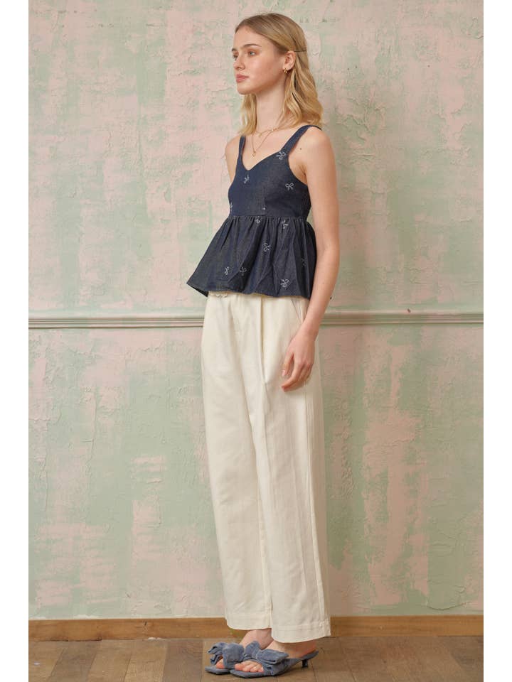 ROSIE POSIE - Wholesale Blouse - Women's - RP2716 - Denim Bow Detail Babydoll Top7