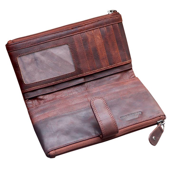 Greenwood - Vente Portefeuille – unisexe - Portefeuille Elsa pour femme en cuir avec compartiment zippé et protection RFID3