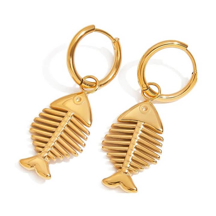 LOUIZ Gold Herringbone Earrings for wholesale by LOUIZ
