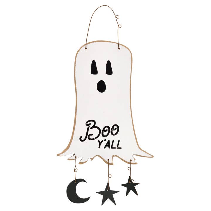 Colgador Boo Y'all Ghost Moon & Stars para venta al por mayor de The Hearthside Collection