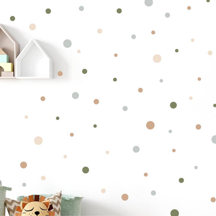 Autocollants muraux à pois sauge et neutres pour la vente par Decals Online