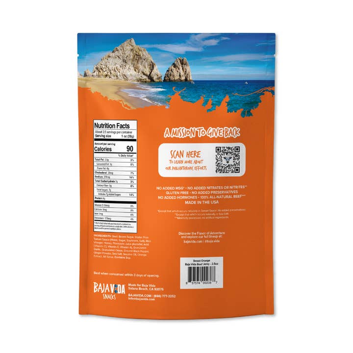 Baja Vida Snacks - Wholesale Jerky - Baja Vida Beef Jerky - Sweet Orange