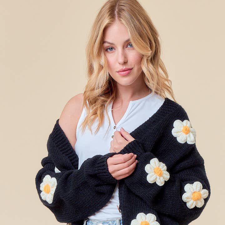 Wholesale 3d flower cardigan for your store Wholesale 3d flower cardigan for your store