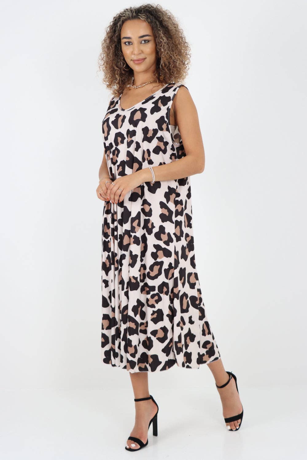 Miss Bold - Vendita all'ingrosso Vestito - Donna - Abito longuette senza maniche con stampa animalier italiana29