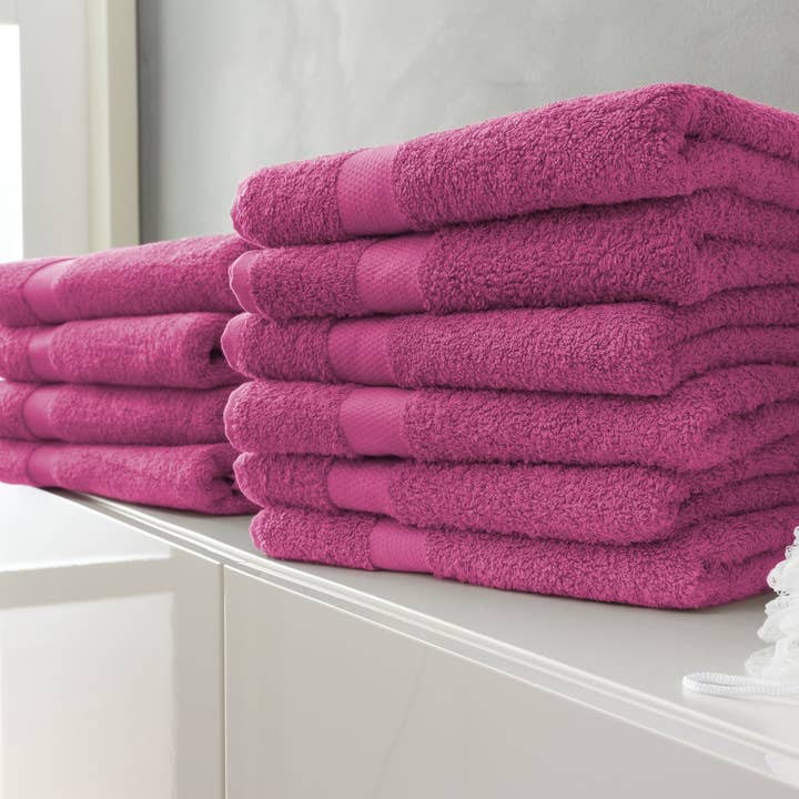 Twente Damask Cotton 2-Pack Towels - 50X100 - Fuchsia for wholesale on Faire1