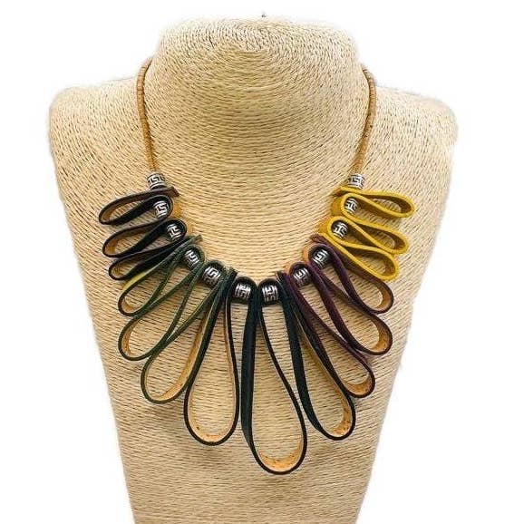 Collar de corcho de lujo en diseño de remolino multicolor para venta al por mayor de Moddanio Cork