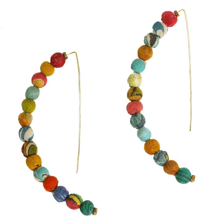 WorldFinds - Wholesale Dangle Earrings - Kantha Linear Arc Earrings3