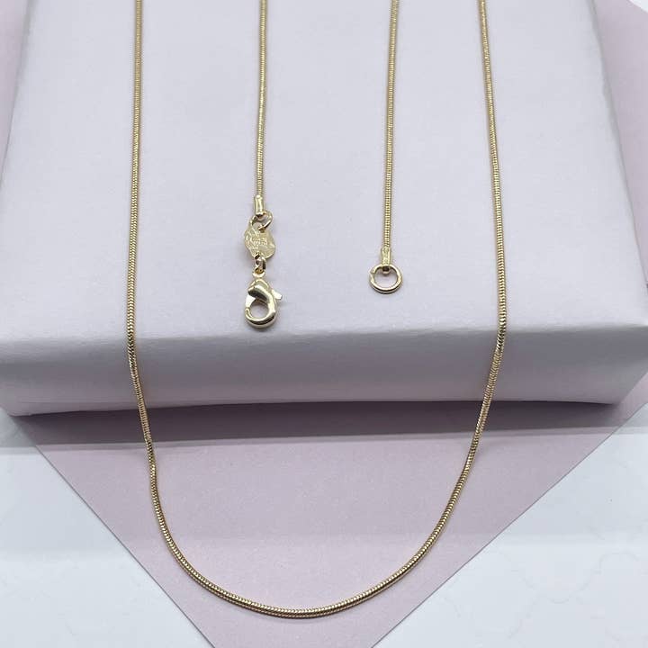 18k Gold Filled Round Snake Textured Chain Cola De Raton for wholesale on Faire