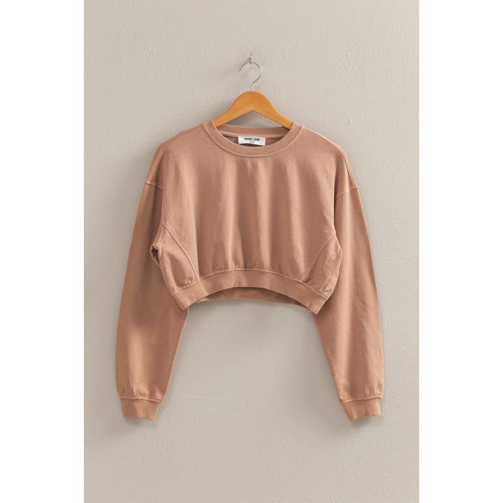 HYFVE - Wholesale Sweatshirt - Women's - DZ25A923-Crew Neck Long Sleeve Crop Sweatshirt