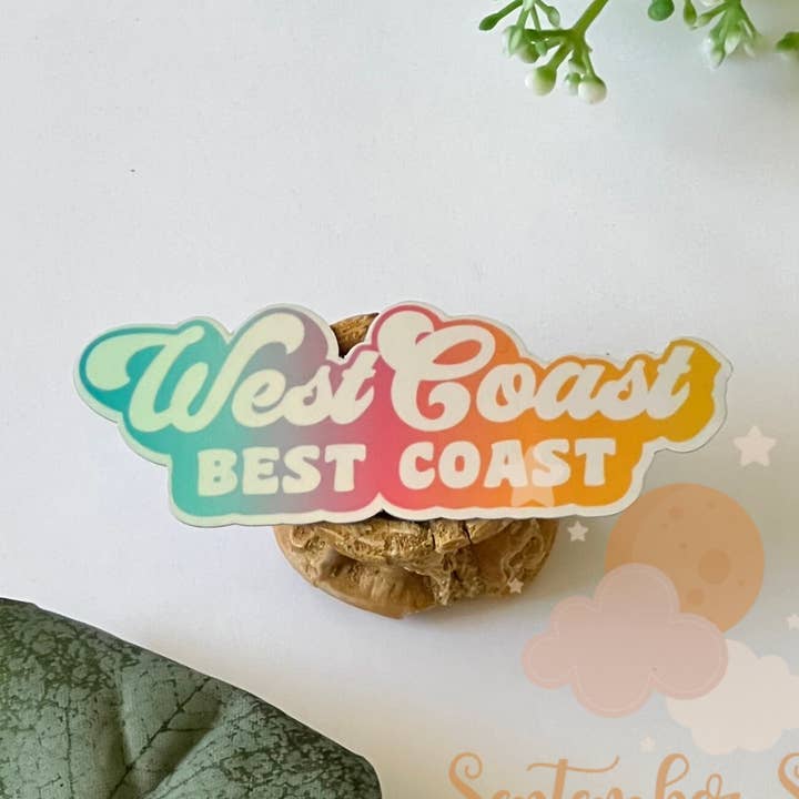 West Coast Best Coast Sticker | Waterproof Sticker | Hydro S for wholesale by September Sky Stickers