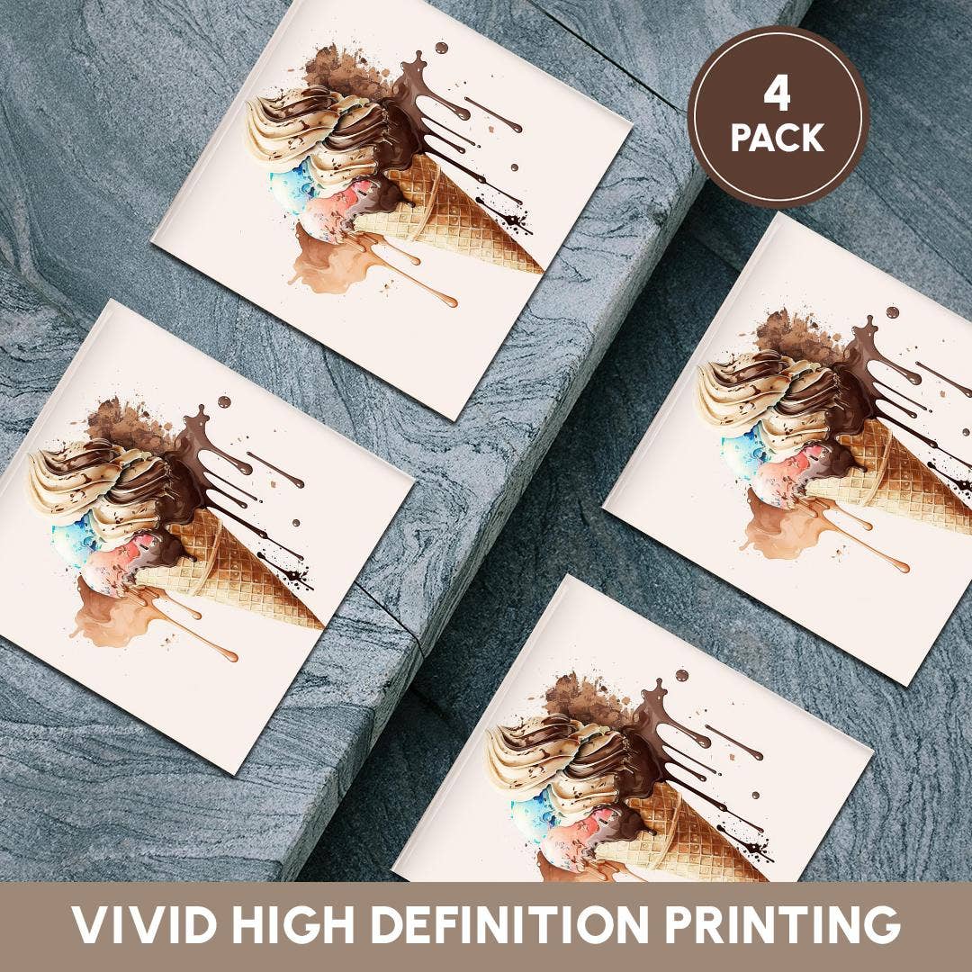 3dRose - Wholesale Coasters - 3dRose, Ice Cream Cone Of Ice Cream Illustration, Coaster5