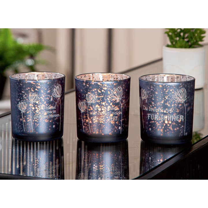 grey Cylindrical wind light mourning 3-assorted gray H. 8 cm, PU 18 for wholesale on Faire1