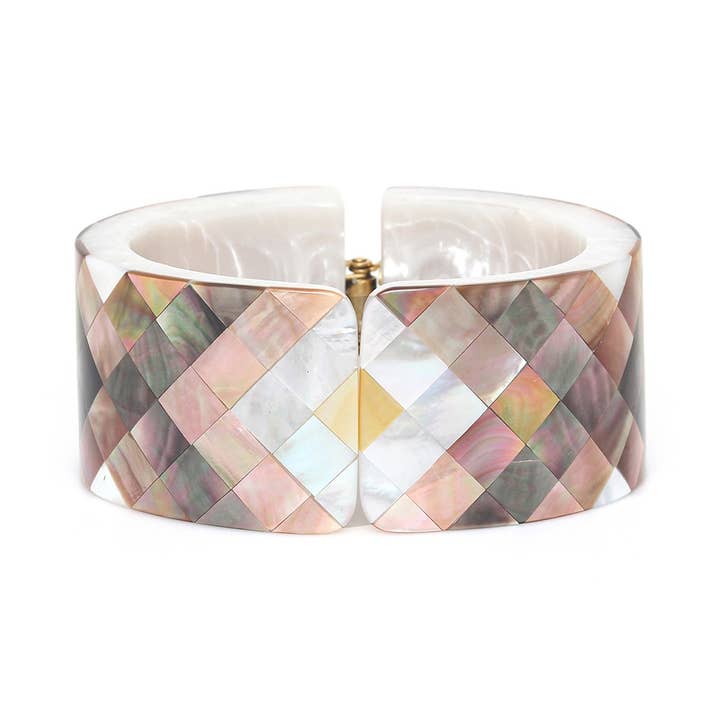 SAN LAZZARO articulated bracelet marquetry 4 mother-of-pearl for wholesale by Nature Bijoux