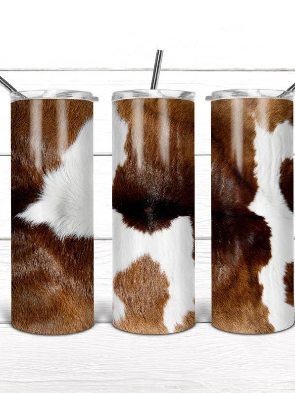 Cow Hide Tumbler for wholesale by Tiffany’s Grace Boutique