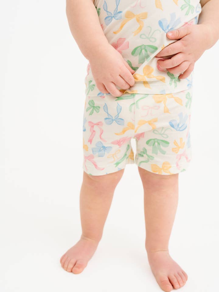 Little One Shop - Wholesale Top & Short Set - Kids - Pastel Bow Bamboo Shorts Set9