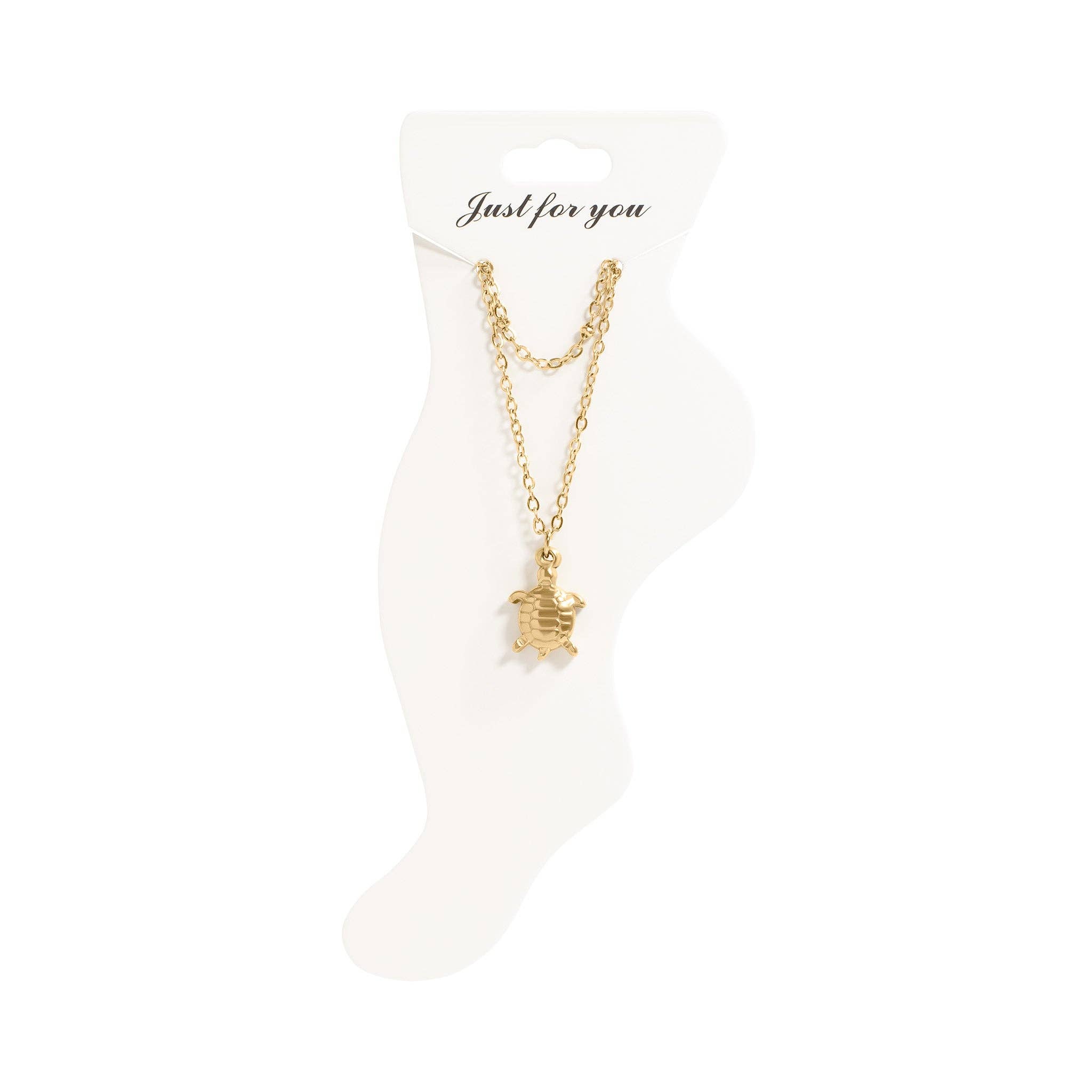 WJW - Wholesale Anklet - 18K Gold PVD Stainless Steel Sea Turtle Charm Anklet2