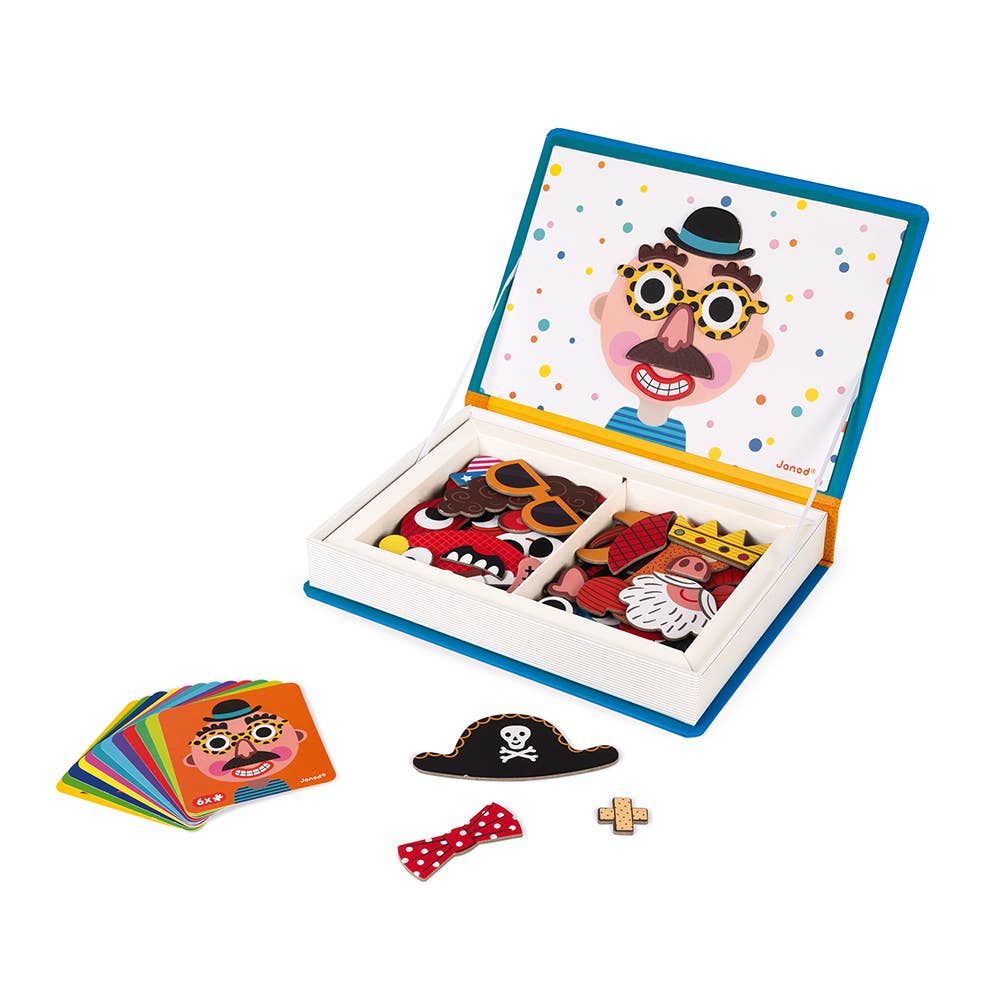 Janod - Wholesale Toy Set - Kids - Magneti'book - Boy's Crazy Faces1